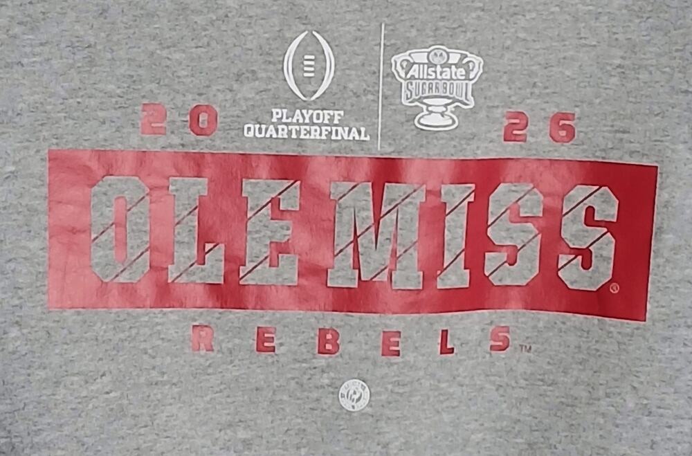 Ole Miss Rebels Sweatshirt Gray CFP Quarterfinal 2026 Crewneck Mens Medium